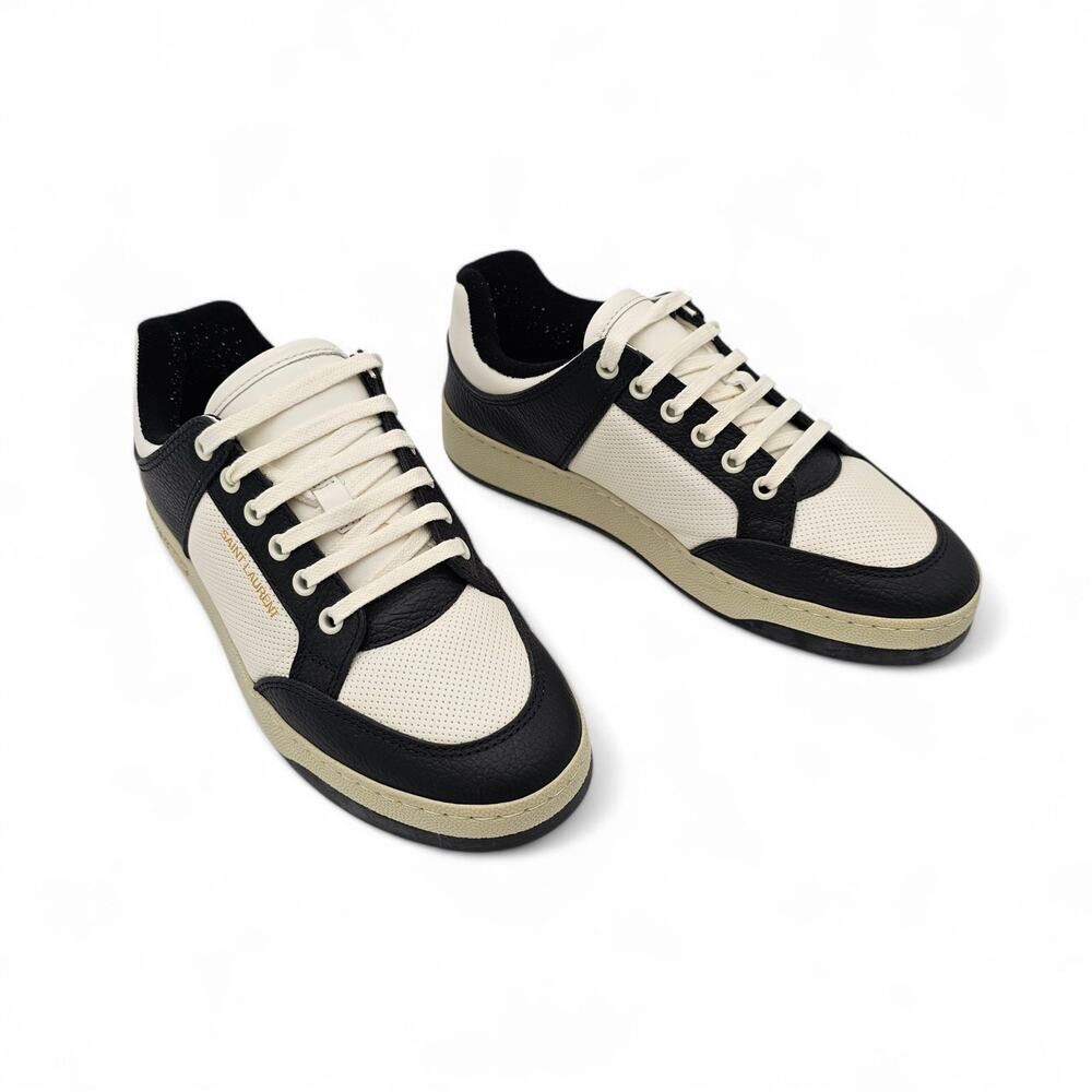 Saint Laurent SL61 Low Top Sneaker Black White Leather Size 39.5 US 9.5